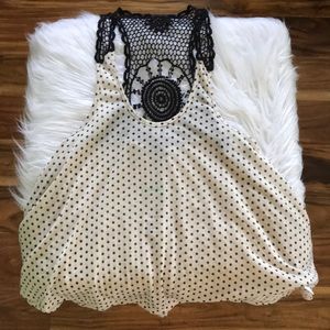 HP✨Papaya Polka Dot Black/Cream Tank Top Lace Back